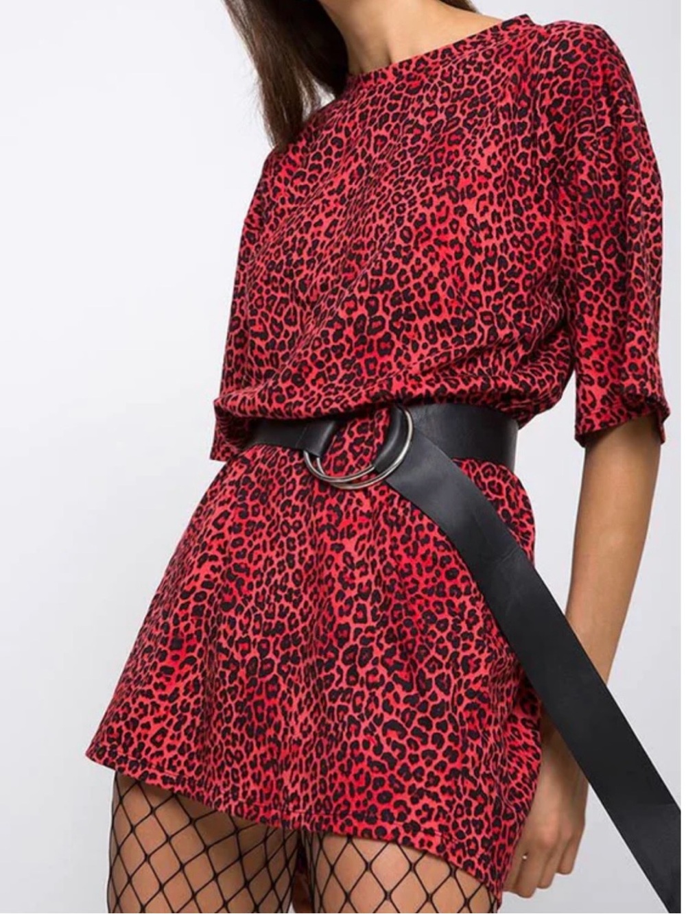 Motel Rocks Sunny Kiss Oversize Tee In Coloured Animal Red Leopard Print NWT